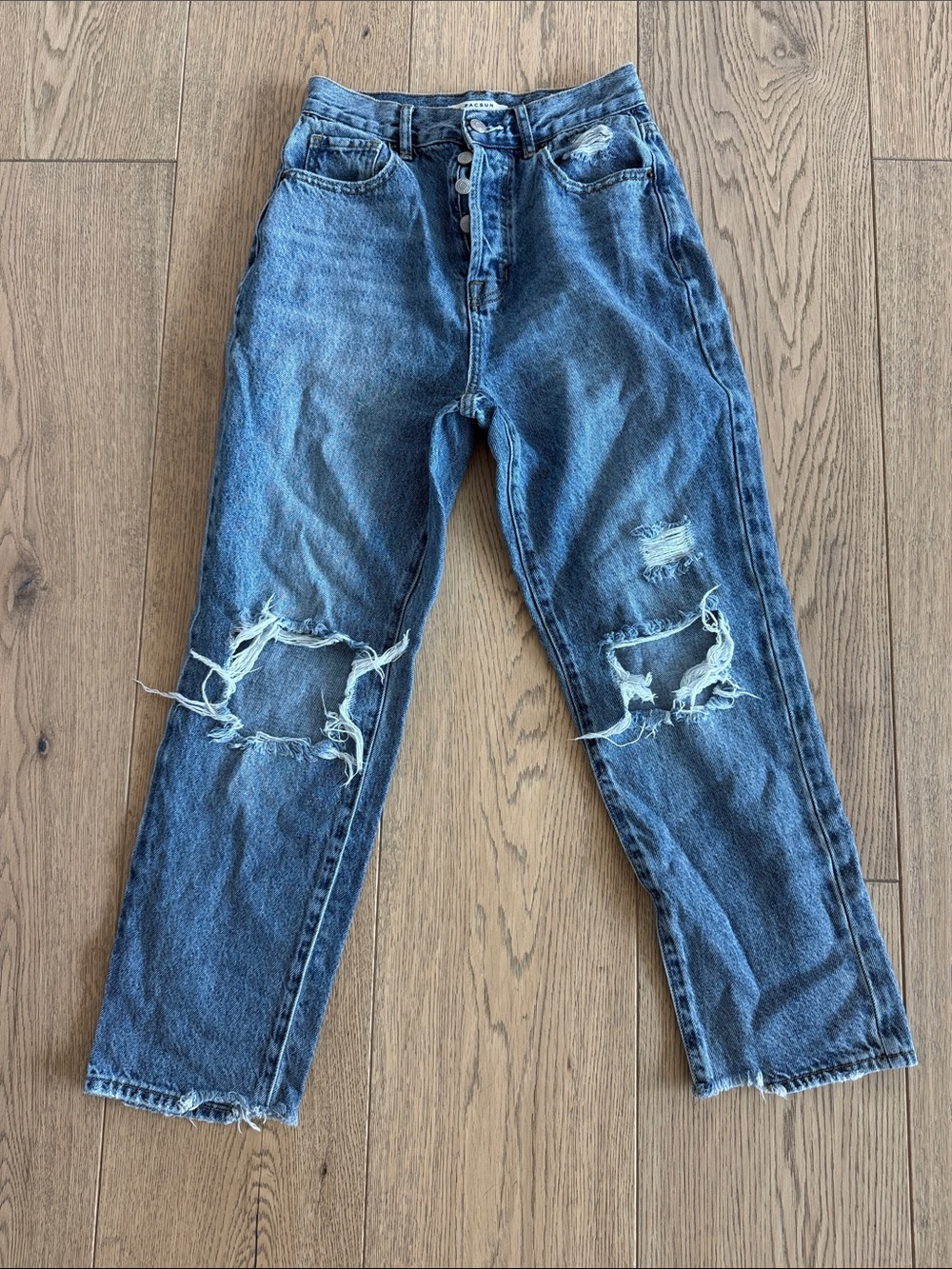 PacSun Women's High-Rise Distressed Blue Denim Jeans